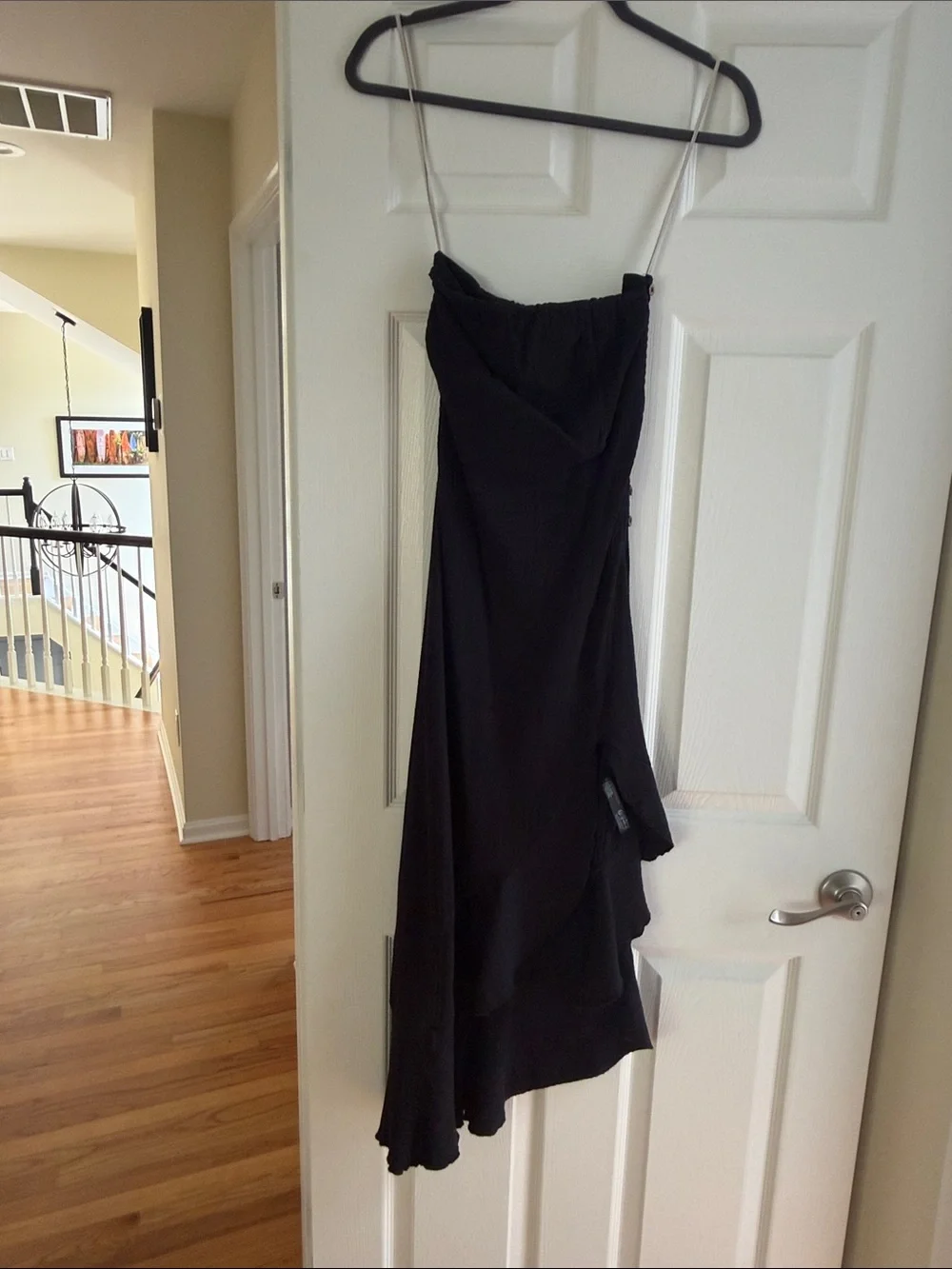 Strapless Asymmetrical Black Dress